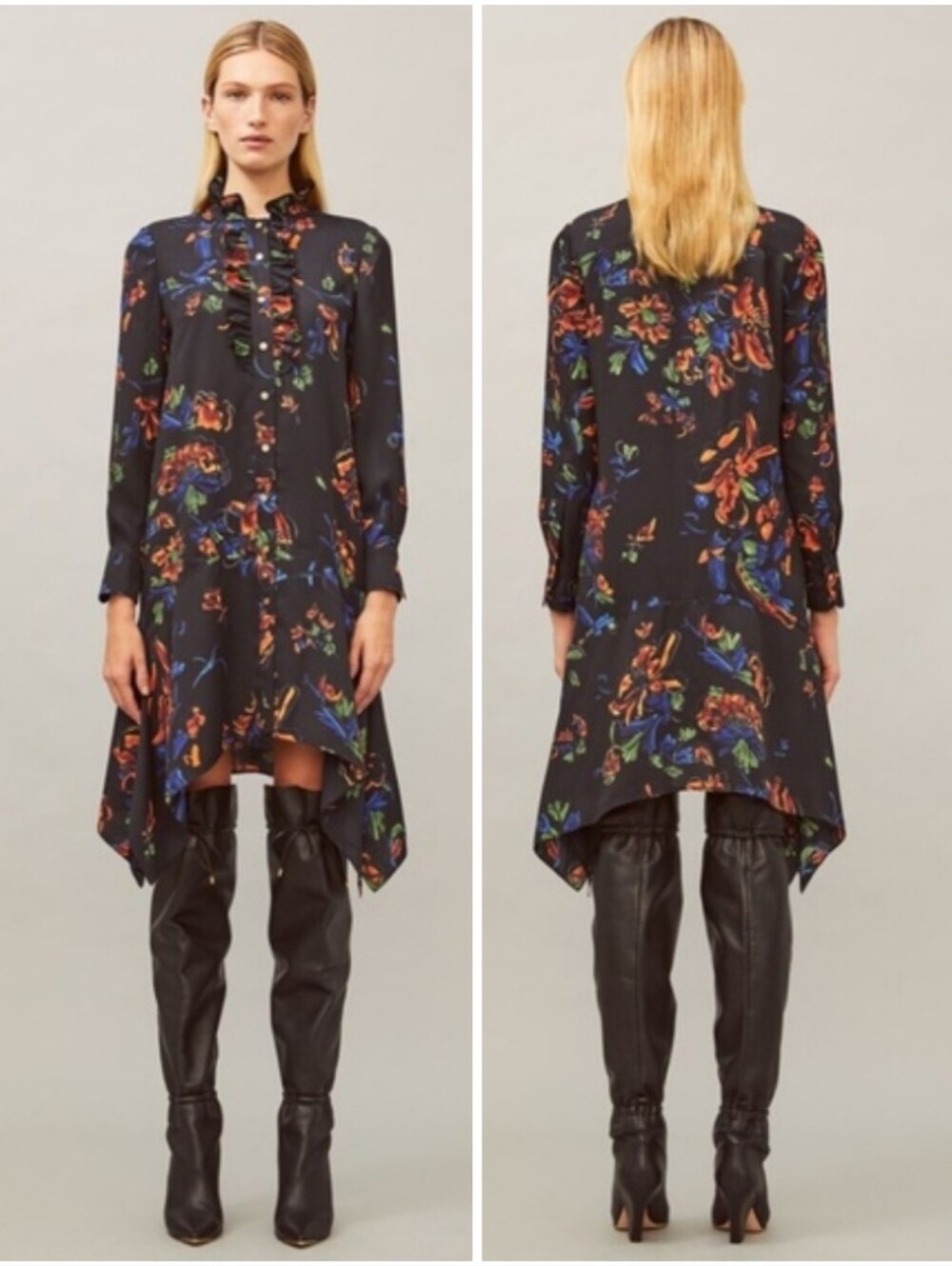 Tory Burch Floral Print Cora Asymmetrical Dress